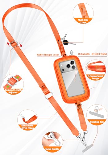 takyu Phone Strap Crossbody with Detachable RFID Wallet Orange - color: Orange