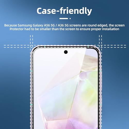 NEW'C 3 Pack Designed for Samsung Galaxy A56 5G / A36 5G Screen Protector Tempered Glass,Case Friendly Ultra Resistant - size: A36 5G 6.7 inches