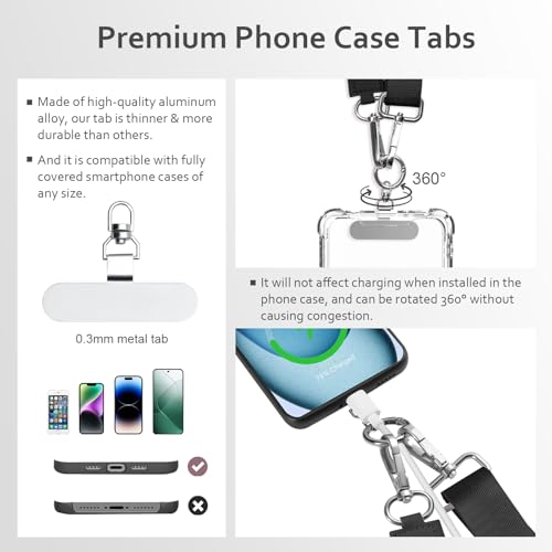 Clip and Go Strap for Phone with Wallet Crossbody Cell Phone Lanyard Suitable for Keys Bank Cards Headphones - color: Black