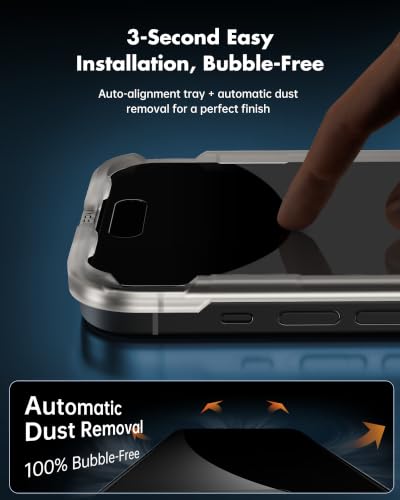 UNBREAKcable iPhone 15 Privacy Screen Protector 2-Pack, Upgraded Dual-Tempered Glass + 2 Camera Lens Protectors, 25° Anti-Spy, Military-Grade 9H+, HD Clear, Anti-Fingerprint, 6.1 Inch - size: iPhone 15