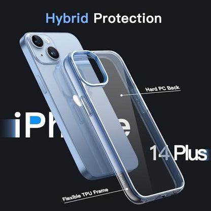 JETech Case for iPhone 14 Plus 6.7-Inch, Non-Yellowing Shockproof Phone Bumper Cover, Anti-Scratch Clear Back (Sierra Blue) - color: Sierra Blue, size: iPhone 14 Plus