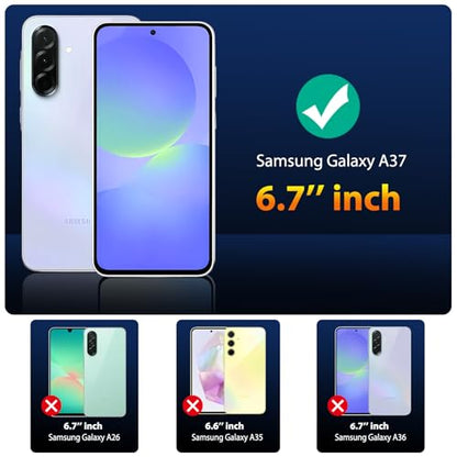 QsmQam 3 Pack Screen Protector for Samsung Galaxy A37 5G + 3 Pack Camera Lens Protector, Ultra HD Tempered Glass, 9H Hardness, Anti Scratch, Easy Installation - Case Friendly