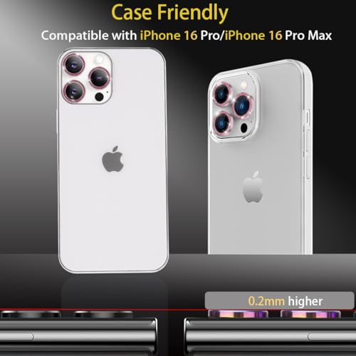 Camera Lens Protector for iPhone 16 Pro/16 Pro Max, Glitter Pink - color: Glitter Pink