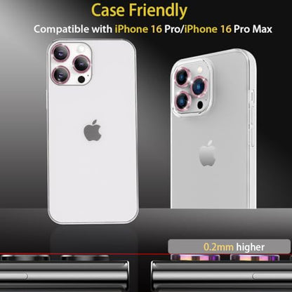 Camera Lens Protector for iPhone 16 Pro/16 Pro Max, Glitter Pink - color: Glitter Pink