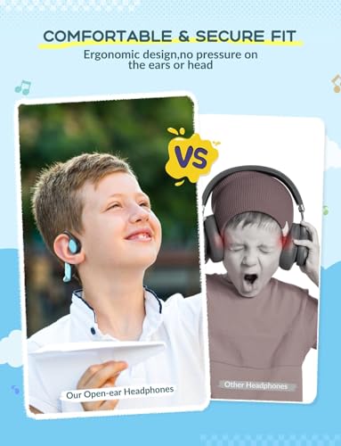 iClever OWS01 Kids Bluetooth Headphones, Air Conduction Open Ear Headphones - color: Blue