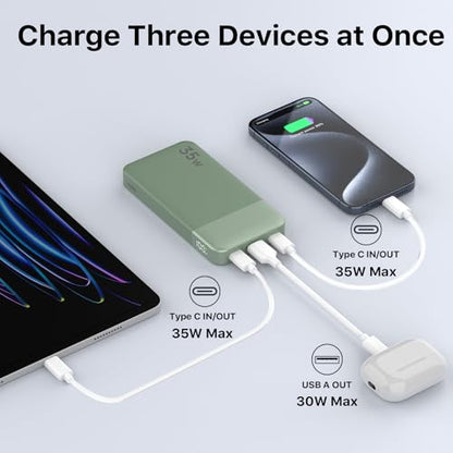 NOBIS Power Bank 35W 10000mAh Portable Charger - color: Green