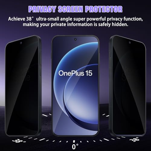 For One Plus 15 5G Privacy Screen Protector (2+2 Pack) - size: One Plus 15 5G 2+2