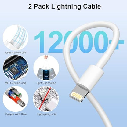 iPhone Charger,[MFi Certified] 2Pack 6FT Lightning Cable - color: White