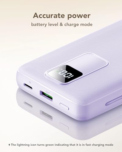 charmast 20000mAh Portable Charger with Built-in Cables and AC Wall Plug - color: purple
