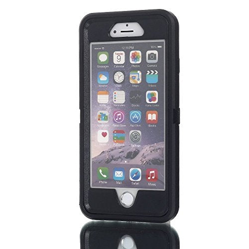 iPhone 6 Case, iPhone 6S Case [HEAVY DUTY] AICase® Built-in Screen Protector Tough 3 in 1 Rugged Shorkproof Cover for Apple iPhone 6/6S (Black) - color: Black