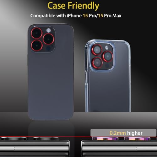 Camera Lens Protector for iPhone 15 Pro/15 Pro Max, Red - color: Red