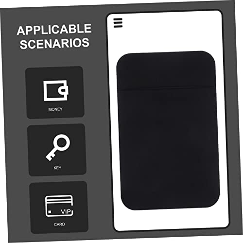 DOITOOL 2pcs Adhesive Phone Card Holders for Back Stretch Fabric Wallet Slim Sticky Pocket for Credit Cards and ID Compatible Smartphones Black
