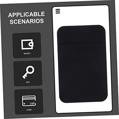 DOITOOL 2pcs Adhesive Phone Card Holders for Back Stretch Fabric Wallet Slim Sticky Pocket for Credit Cards and ID Compatible Smartphones Black