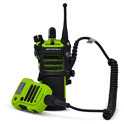 Turtleback Radio Holster for Motorola APX6000XE – Durable Leather Radio Holster with Durable Duty Belt Holder with D-Rings – All-Button Access - color: Black APX6000XE D-Ring for Straps