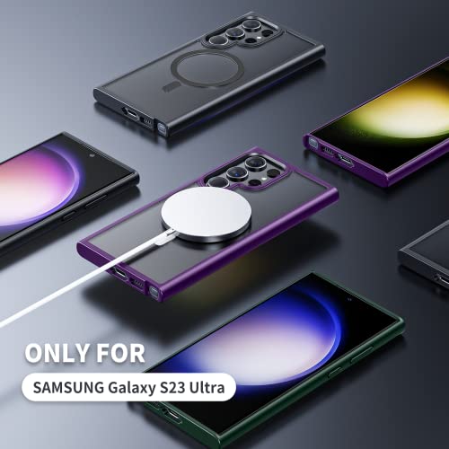 ANNGELAS for Samsung Galaxy S23 Ultra Mag Safe Case,Slim Shockproof Protective Cover with Magnetic,Frosted Hard Back Soft Silicone TPU Bumper Phone Case Compatible Galaxy S23 Ultra 6.8inch,Purple - color: Matte Purple
