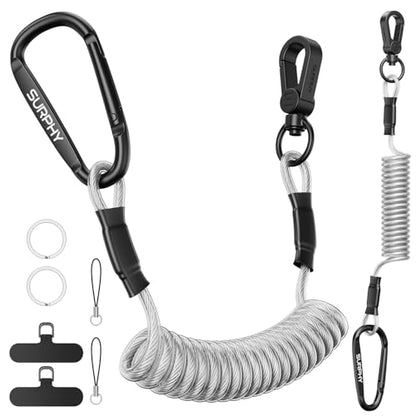SURPHY Anti Theft Phone Strap, Phone Lanyard, Sturdy Steel Wire Keychain - color: Clear & Clear