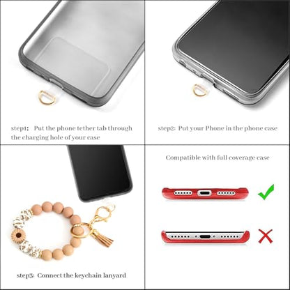 Silicone Beaded Phone Wrist Strap, Phone Wristlet Strap with Tether Tab, Elastic Hands-Free Daisy Wristlet Bracelet(khaki) - color: Daisy Khaki