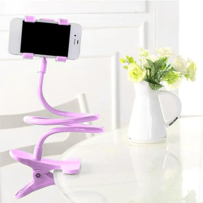 Gooseneck Phone Holder for Bed, Bed Table Phone Mount, Long Lazy Arm Headboard Bedside Bracket Clamp Stand, Easy 360 Adjustment Flexible Cellphone Clip for Home Offices Kitchen Gyms Table, 50cm - color: Pinks