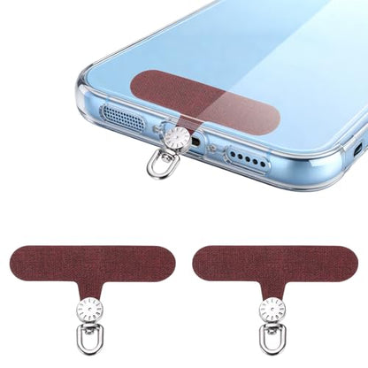 uxcell Rotating Phone Lanyard Tab Ultra-Thin No-Adhesive Phone Tether Patch - color: Silver Dial, Burgundy Patch