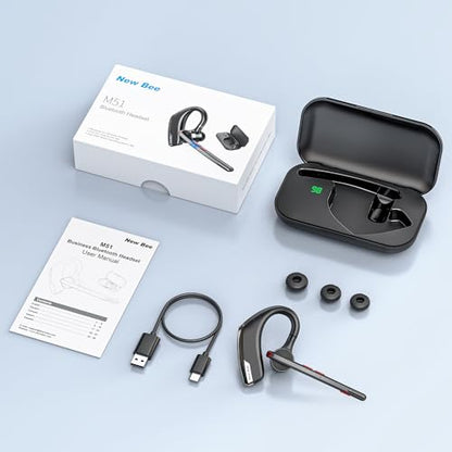 New Bee Bluetooth Headset, Dual Mic Noise Cancelling Bluetooth Earpiece - size: 1 PACK