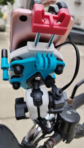 Motorcycle Phone Mount Holder with Charger Waterproof Handlebar 15W Wireless&PD USBC QC3.0 Fast Charging Port with Vibration Dampener Anti Shake for Motorcycle Fit 4.7''-7.2''Cell Phone