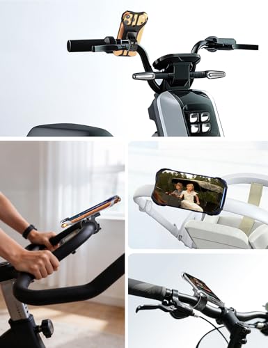 Pnitri 2026 New Upgraded Bike Phone Holder Handlebar - 1S Quick Install, Motorcycle Phone Mount, Bicycle Phone Holder fit Large Phone Case for iPhone Samsung (Black Grey Silicone 2-Pack) - color: Black Grey Silicone 2-Pack