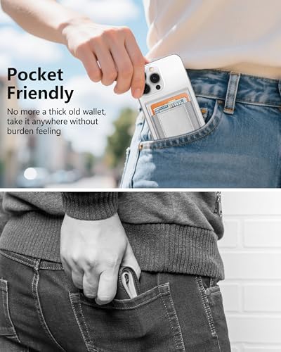 Stick on Wallet with Stand, Leather Phone Card Holder for Back of Phone - color: Grey