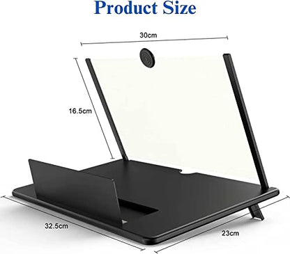 16" Screen Magnifier for Cell Phone – 3D HD Magnifing Screen Enlarger Projector for Movies Videos and Gaming – Foldable Phone Stand Holder with Screen Amplifier–Supports All Smartphones (Black-16inch) - size: 16 inch