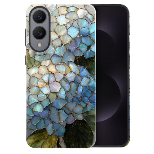 Compatible with Samsung Galaxy S25 Edge Case,Glossy Case All-Round Protection Shockproof Anti-Scratches TPU Cover,Cases for Man Woman-Hydrangeas Bush Stained Glass - color: Hydrangeas Bush Stained Glass, size: Galaxy S25 EDGE