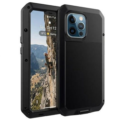 for iPhone 13 Case, 360 Full Body Protective Cover Heavy Duty Shockproof Tough Armour Aluminum Metal Case with Silicone Built-in Screen Protector for Apple iPhone 13 6.1 Inch - Black - color: Black