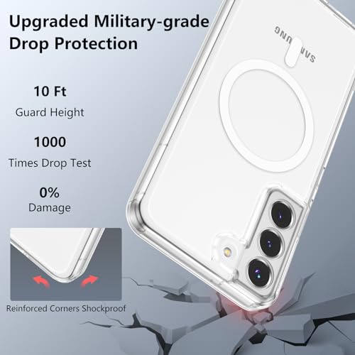RALEAVO for Samsung Galaxy S22 Case Clear Magnetic Phone Case [Compatible with MagSafe] Slim Transparent Acrylic Hard Back Case Cover Military Drop Protection Case, Clear - color: Magnetic & Clear, size: S22