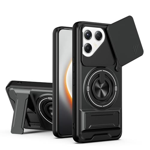 Compatible with Tecno Pova 7 Ultra 5G Case Cover,Compatible with Tecno Pova 7 Ultra 5G with Slide Camera Cover Phone Stand Protective Case Black - color: Black, size: Compatible with Tecno Pova 7 Ultra 5G