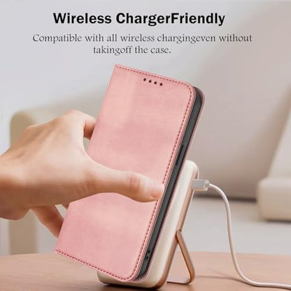 Phone Case Leather Compatible with Galaxy A10E Card Holder, Women Men Leather Case Protection Shockproof Magnetic Flip Folio Cover RFID Blocking Wallet Leather Compatible with Samsung Galaxy A20E/A10E - color: Pink
