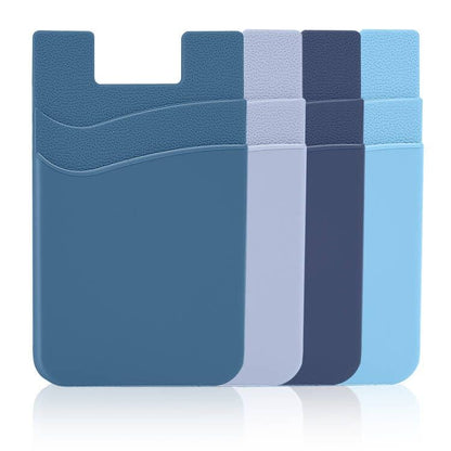Senose Card Holder for Phone Case,Dual Pocket Silicone Phone Wallet, Stick On Compatible for iPhone, Samsung & Most of Cellphones - color: Blue+Sierra+Navy+Light Blue