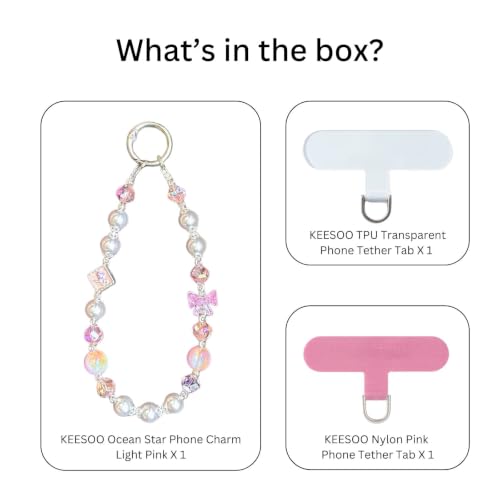 Ocean Star Beaded Phone Charm Wrist Strap - Handmade Iron Wire Phone Chain Lanyard, Durable Anti-Lost Hands-Free Wrist Holder for Travel & Shopping, Pink - color: 05 Ocean Star Pink