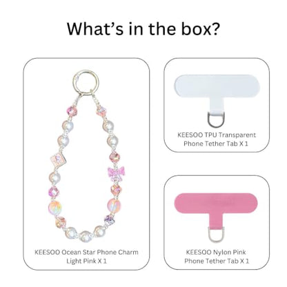 Ocean Star Beaded Phone Charm Wrist Strap - Handmade Iron Wire Phone Chain Lanyard, Durable Anti-Lost Hands-Free Wrist Holder for Travel & Shopping, Pink - color: 05 Ocean Star Pink