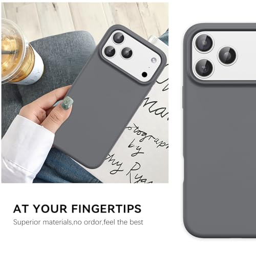 GUAGUA Compatible with iPhone 17 Pro Max Case 6.9 Inch Liquid Silicone Soft Slim Thin Microfiber Lining Cushion Texture Cover Shockproof Protective Phone Case for iPhone 17 Pro Max, Natural Titanium - color: Natural Titanium, size: iPhone 17 Pro Max