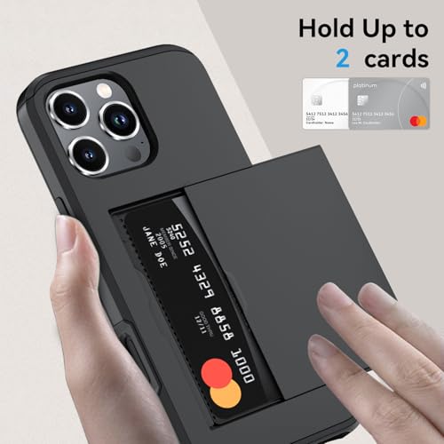 Qinmay Compatible with iPhone 16 Pro Max Case with Card Holder, Dual Layer Shockproof,Heavy Duty Protective Hidden Slot Slim Wallet Phone Cover，Black - color: Black, size: for iPhone 16 Pro Max