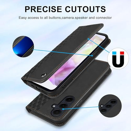 Wallet Case for Samsung Galaxy A36 5G 2025 6.7 inch - PU Leather Flip Cover with Card Holder Slots, Strong Magnetic Folio Kickstand Phone Case, Black - color: Black, size: Samsung Galaxy A36 6.7"