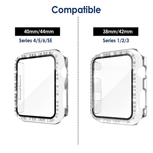 Simpeak 5Pack Bling Screen Protector Case Compatible with Apple Watch 38mm 42mm 40mm 44mm 41mm 45mm Series 10 42mm 46mm, Screen Case Compatible with iWatch Series 10 9 8 7 6 5 4 3 2 1 (44mm) - size: 44mm
