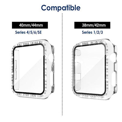 Simpeak 5Pack Bling Screen Protector Case Compatible with Apple Watch 38mm 42mm 40mm 44mm 41mm 45mm Series 10 42mm 46mm, Screen Case Compatible with iWatch Series 10 9 8 7 6 5 4 3 2 1 (44mm) - size: 44mm