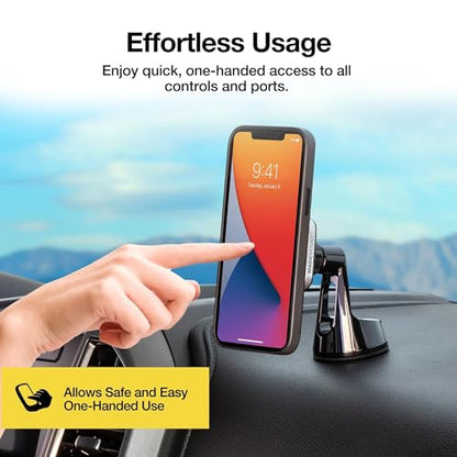 Scosche MP2WD-XTSP MagicMount Pro2 Magnetic Car Phone Holder - Ultimate Magnetic Car Mount for Windshield or Dashboard with Suction Cup - Compatible with MagSafe, iPhones, Galaxy, Pixel & Smartphones