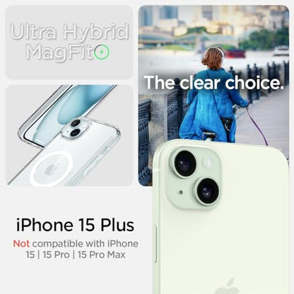 Spigen for iPhone 15 Plus Case, Ultra Hybrid MagFit [Anti-Yellowing] [Compatible with Magsafe] - Clear - color: Clear, size: iPhone 15 Plus