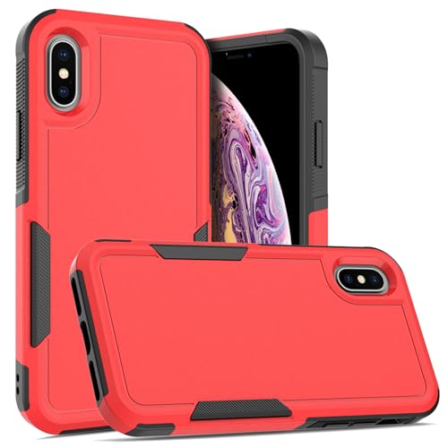 for iPhone X/iPhone Xs Case: Dual Layer Protective Heavy Duty Cell Phone Case Shockproof Rugged Bumper Tough with Screen Protector - Military Grade Drop Tested for Appple iPhone X/iPhone Xs, Red - color: Red (PC) + Black (TPU)