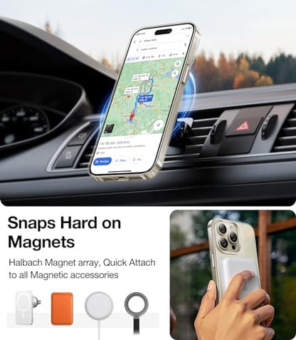 TORRAS Magnetic Slim-Fit for iPhone 15 Pro Max Case Clear 6.7", [True Never Yellow]Ultra-Thin 15 ProMax Phone Case Compatible with MagSafe, Light Anti-Scratch Matte Hard Cover OriginFit, Diamond Clear - color: Clear