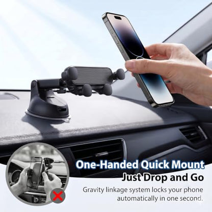 Car Phone Holder, Ultra-Durable Metal Cellphone Holder, 360° Rotation Cell Phone Car Mount, Suction Cup Auto Cellphone Mount, Universal for Most Smartphone (Black) - color: Black
