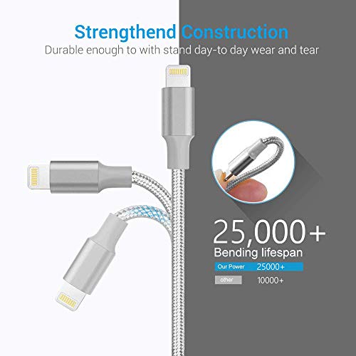 Marchpower iPhone Charger Cable MFi Certified 3 Pack 6FT Lightning Cable Nylon Braided Durable USB Charging Cable Cord for iPhone 12 11 Pro XR Xs Max X SE 8 7 6S Plus 6 5S 5C 5 iPad AirPods and More
