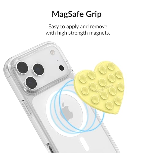 Velvet Caviar Suction Cup Phone Case Mount Compatible with MagSafe Devices Only - Magnetic Silicone Sticky Phone Grip Holder for iPhone Back of Phone - Mirror Gripper (Butter Yellow Heart) - color: Butter Yellow Heart