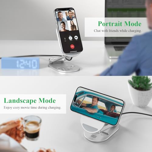 Magnetic Wireless Charger, Minthouz Foldable for Mag Safe Charging Stand, Adjustable Wireless Charging Station with 20W Adapter, for iPhone 16 15 14 13 12 Pro/Max/Plus, AirPods 3/Pro 2/Pro