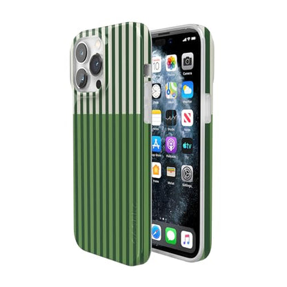 Casely iPhone 14 Pro Case | Clubhouse | Fairway Stripes | Compatible with MagSafe | Classic Ultra Thin Design - color: Clubhouse | Fairway Stripes, size: Iphone 14 Pro